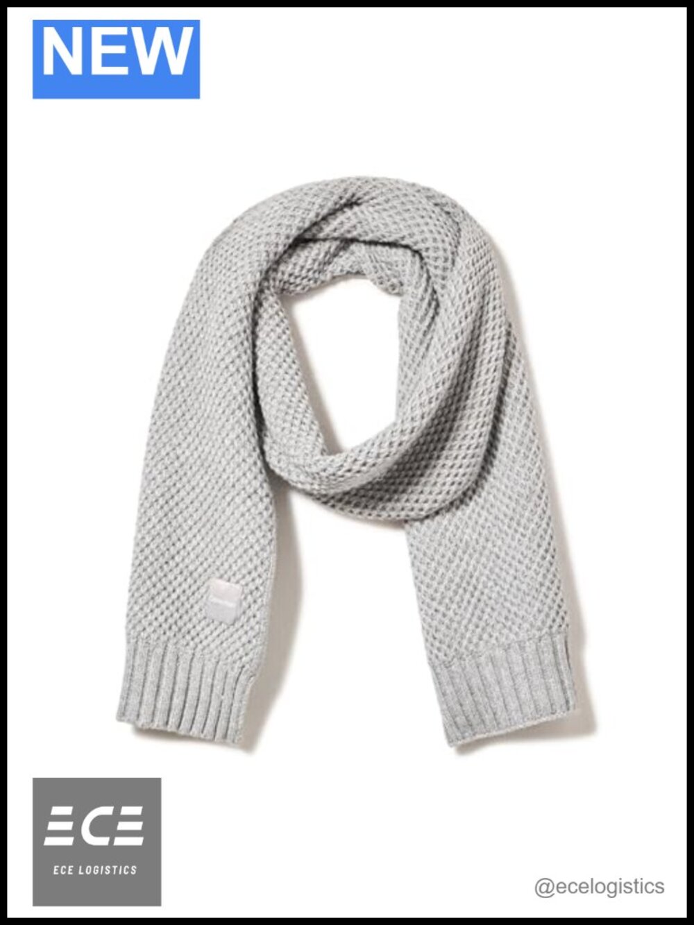Chunky Waffle Knit Cozy Scarf With Logo Patch 72"L x 12"W